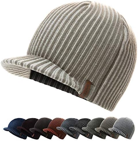 zowya Kış Vizör Bere Şapka Erkekler ve Kadınlar için Ağız Örgü Skully Şapkalar Fatura Kafatası Kap Kalın Vintage Kontrast