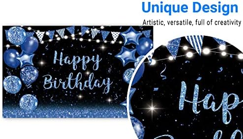 Funnytree Lacivert ve Siyah Mutlu Doğum Günü Zemin için Parti Glitter Balonlar Arka Plan Erkek Kadın Erkek Bday Olay