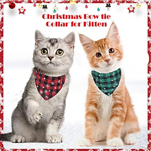 Noel kedi Tasmaları Çan ile Sevimli Ayrılıkçı Santa 2 Paket Çıkarılabilir Bandana ile Ayarlanabilir Kedi Tasması Kırmızı