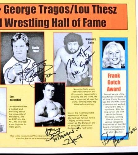 2008 Roddy Piper, Abe Jacobs, Masaniro Saito Stu Hart Kuruş Afiş İmzalı Poster - İmzalı Güreş Fotoğrafları
