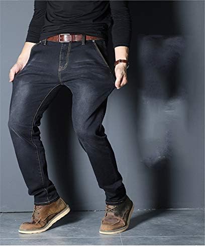 Andongnywell erkek Gevşek Streç Kot Pantolon Elastik Bel Gevşek Fit Kot Sıkı Rahat Düz Pantolon