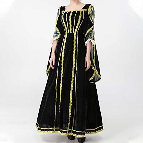 Rönesans Elbiseler Kadınlar İçin Ortaçağ Kostüm İrlandalı Uzun Kadife Cadı Elbiseler Cosplay Retro Elbise Cadılar
