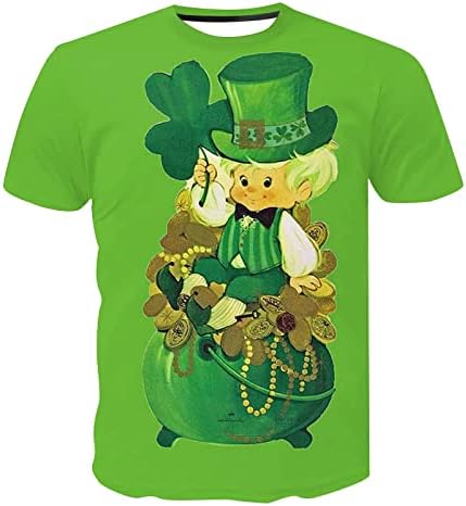 Aziz Patrick Günü erkek T-shirt Toprak Kısa Kollu Yeşil Grafik Tee Üstleri Komik Cüceler Baskı Kas Fit Tshirt