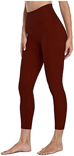 SHENGXİNY Capri Tayt Kadınlar için Yüksek Bel Düz Renk Sıkı Spor Yoga Pantolon Çıplak Gizli Uzun Pantolon