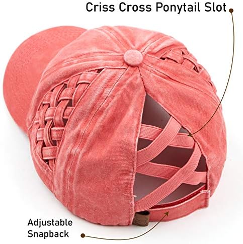 CC Exclusives Yıkanmış Pamuklu Denim Sepet Örgü Criss-Cross At Kuyruğu beyzbol şapkası Paket Saç Kravat (BT-922)