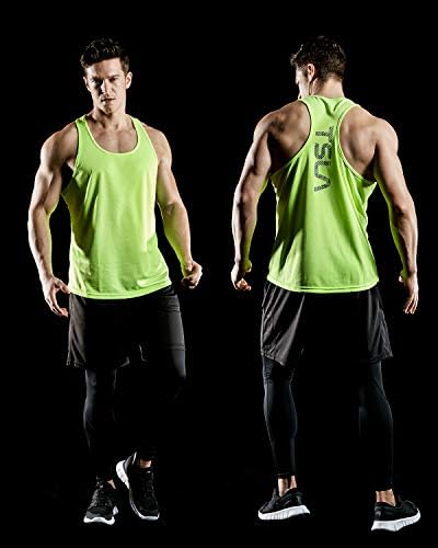 TSLA 3 Paket erkek Kuru Fit Y-geri Kas Egzersiz Tankı Üstleri, Atletik Eğitim spor salonu için üst giyim, kolsuz Vücut