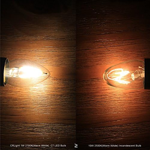 CRLight C7 1 W LED Gece Ampuller 15 W Eşdeğer 150LM Sıcak Beyaz 2700 K, E12 Şamdan Bankası Temizle Cam C7 Mini Mum