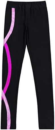 LiiYii Çocuk Kız Jimnastik Activewear Tayt Spor Dans Tayt Renkli Çizgili Baskı Spor Uzun Pantolon