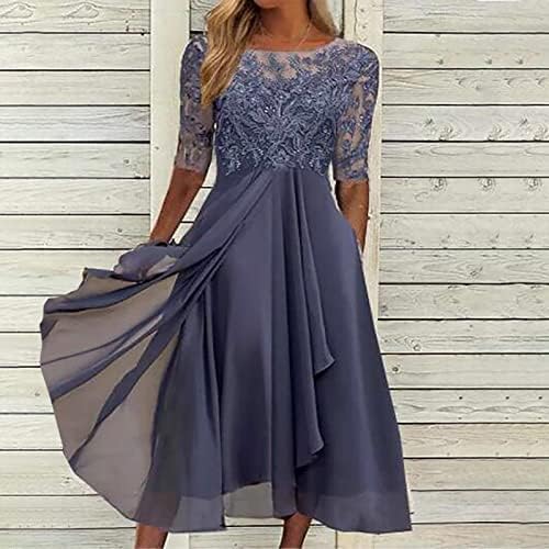 ZEFOTİM Yaz Elbiseler Kadınlar için 2023 Kısa Kollu dantel kesik dekolte Casual Çiçek Plaj Güneş Midi Dökümlü Elbise