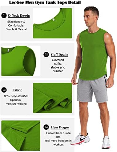 LecGee erkek 3 Paket spor kolsuz tişört Kolsuz Egzersiz Kas Tee Spor Vücut Geliştirme T Shirt
