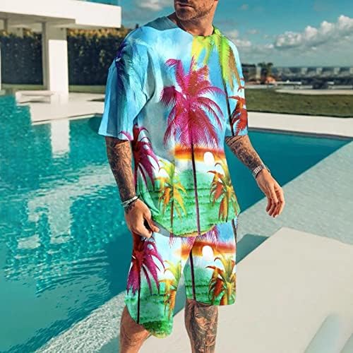 Bmısegm Yaz Erkek Gömlek erkek 3D Kısa Kollu Takım Elbise Şort Plaj Tropikal HawaiianSS Vücut Spor Şort Takım Elbise