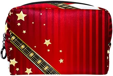 TBOUOBT Hediyeler Erkekler Kadınlar için Makyaj Çantaları makyaj çantası Küçük Kozmetik Çantaları, Altın Gitar Müzik