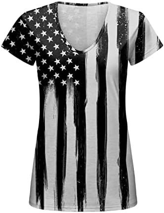 Koşu tişörtü Bağımsızlık Günü Kadınlar için Baskı Günlük yazlık gömlek kadın V Boyun Tankı Üstleri Amerikan 4 Tunik