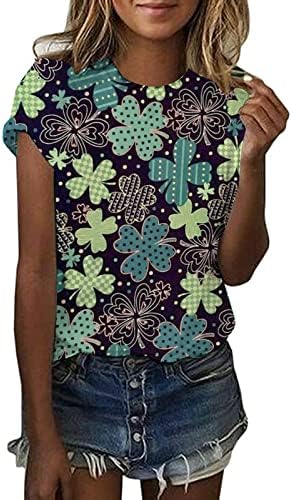 Aziz Patrick Günü Kadın Kısa Kollu Üstleri Yaz Moda Shamrock Grafik Sevimli Tee Gömlek Casual Gevşek Tunikler Bluzlar