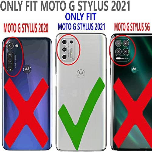 LE Kılıfları Motorola Moto G için Stylus 2021 Temperli Cam Ekran Koruyucu ve Kickstand Kemer Klipsi Kılıfı ile Kredi