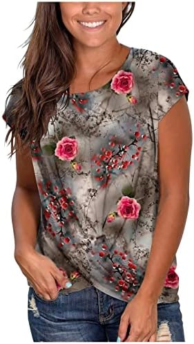 Yıldız Leopar Baskı Çiçek Grafik Bluz Gömlek Kadınlar için 2023 Kısa Kollu Pamuklu Ekip Boyun Gevşek Fit Salonu Tshirt
