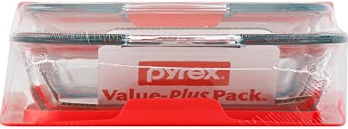 Pyrex Kolay Kapmak Kapaklı 4 Parçalı Cam pişirme kabı Seti, 3-Qt ve 2-Qt Cam Bakeware Seti, Toksik Olmayan, BPA İçermeyen
