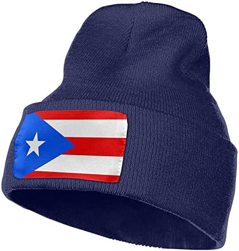 Porto Riko bayrağı Örgü Bere Kış Şapka Erkekler ve Kadınlar için Örme Kaflı Kafatası Kap Akrilik Günlük Bere Şapka