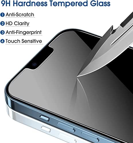 iPhone 13 pro 6.1 inç, iPhone 13 6.1 inç, iPhone 14 6.1 inç ile Uyumlu amFilm Cam Ekran Koruyucu, Kolay Kurulum Tepsisi
