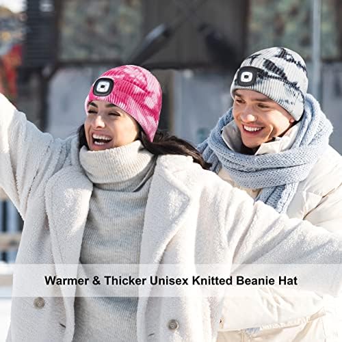 Jouryvue Unisex bere şapka ışık hediyeler erkekler için baba baba USB şarj edilebilir kapaklar far kış örgü şapka