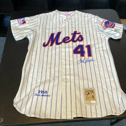 Tom Seaver İmzalı Otantik 1969 New York Mets Mitchell & Ness Forması JSA COA İmzalı MLB Formaları