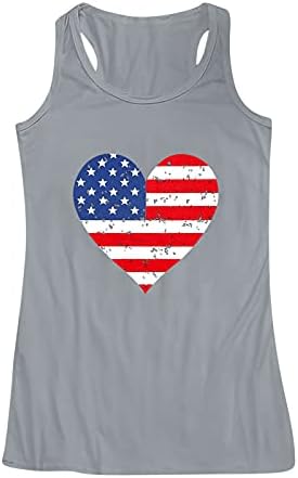 4th Temmuz Gömlek Tankı Üstleri Kadınlar için Kolsuz U Boyun Tee Gömlek Amerikan Bayrağı Yıldız Çizgili Spor Tunik