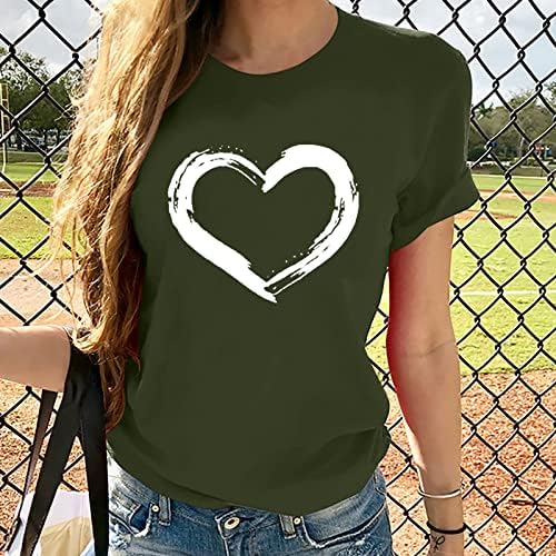 Brunch Tops Genç Kızlar için Sonbahar Yaz Kısa Kollu Ekip Boyun Kalp Sevgilisi Grafik Gömlek Tops Kadın EM
