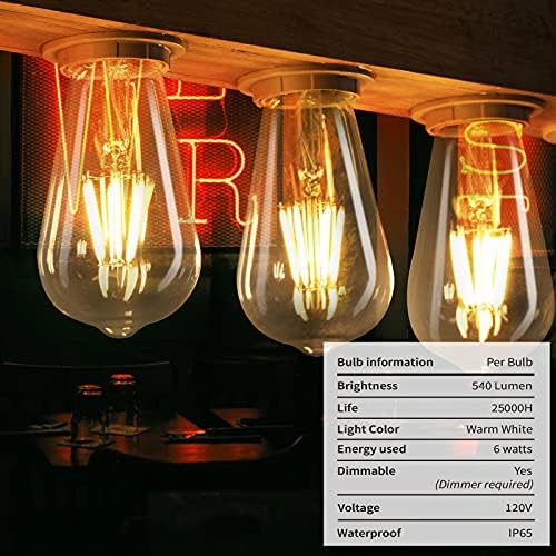 Brightown Edison Ampul, 4 Packs 540 Lümen 6 W LED Ampuller 60 Watt Eşdeğer, dim E26 Vingtage LED ampuller, 2700 K