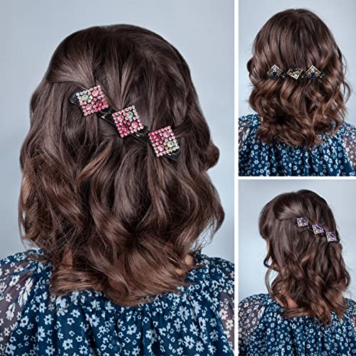Köpüklü Kristal Taş Örgülü Saç Klipler Kadınlar Kızlar için, Yoolhamy 8 ADET Üçlü Saç Klipler Rhinestone Firkete Ördek