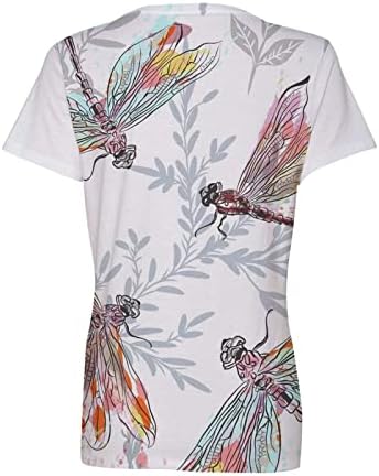 Charella Beyaz Gençler Kısa Kollu Bluzlar Yusufçuk Grafik Bluzlar Tees V Boyun Brunch Sonbahar Yaz Bluzlar Giyim Düzenli