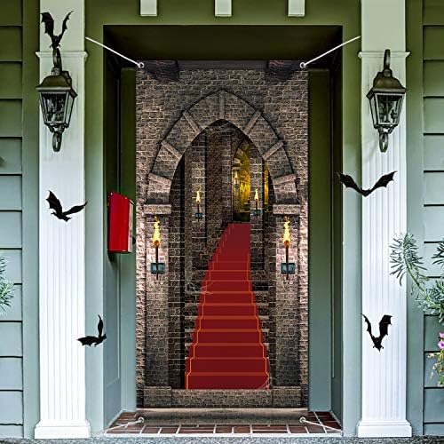 Blulu 3D Kale Giriş Kapısı Banner Kale giriş Kapısı Kapak Büyük Kumaş Ortaçağ Temalı Taş Zemin Gotik Doğum Günü Fotoğraf