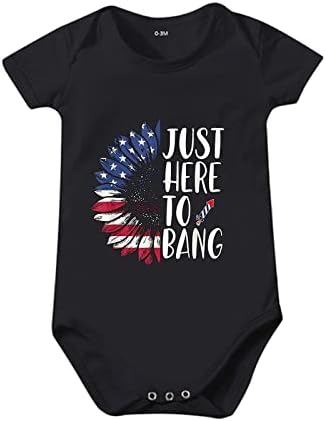 Bebek Kız Erkek Kostümleri 6-12 Ay Kısa Kollu O-boyun ABD Bayrağı Baskı Bodysuit Rahat Onesie yaz giysileri Sevimli