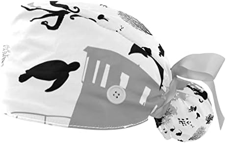 Nıaocpwy 2 adet Çalışma Kap Düğmeleri ve Ter Bandı ile At Kuyruğu Tutucu Dantel-Up Kabarık Şapka