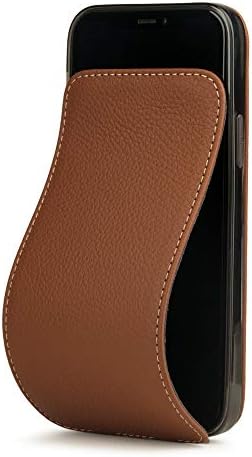 Marcel Robert - iPhone 12 Mini için Premium Deri flip case-Patentli Model - Fransa'da Üretildi - [Karamel ]