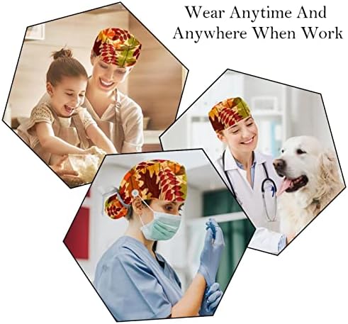 Çalışma Şapka Düğmeleri ve Kurdele Bağları Kadınlar için 2 Paket Limon Dilimi Desen Ayarlanabilir Unisex Cerrahi Kapaklar