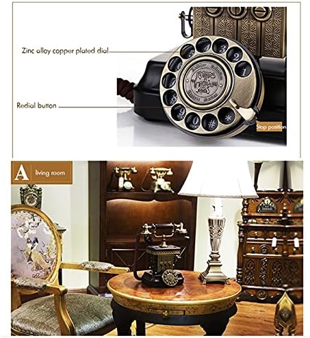 KXDFDC Antika Telefon, Klasik Vintage Kablolu Telefon Avrupa Sabit Telefon Dekoratif Döner Arama Asılı Kulaklık