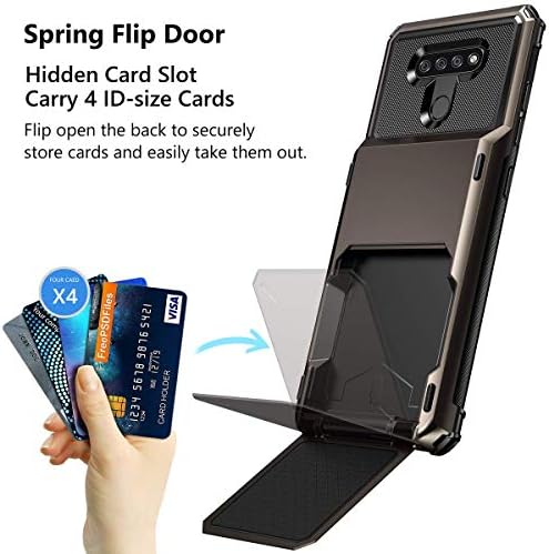 Vofolen LG kılıfı K51 Kılıf Cüzdan [4 Kartlı Cep] Kredi kart tutucu KİMLİK Yuvası Çizilmez Çift Katmanlı Koruyucu