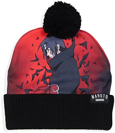 Bıoworld Naruto Shippuden Hitachi Akatsuki Shinobi Organizasyon Kelepçeli ponponlu bere Şapka Siyah