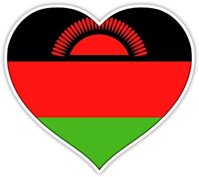 Malavi bayrağı vatansever kalp sticker çıkartması 5 x 4