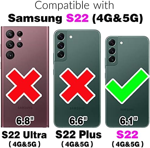 Asuwish Telefon Kılıfı için Samsung Galaxy S22 5G Cüzdan Kapak Temperli Cam Ekran Koruyucu ve Bilek Kayışı ile Deri