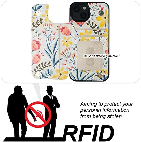 HAOPİNSH iPhone 14 için Cüzdan Kılıf Kart Tutucu ile, çiçek Çiçek Desen Arka Kapak Folio PU Deri Kickstand Kart Yuvaları