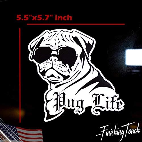 Pug Life Sticker Köpek Araba Pencere Çıkartması Vinil Grafik; Komik Thug Life