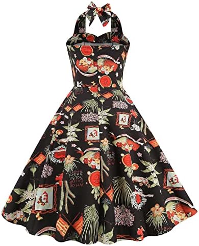 Kokteyl Elbise Kadınlar için Vintage Çiçekli Baskılı Kolsuz Bir Çizgi Elbiseler Rahat V Boyun Salıncak Sıkı Elbiseler