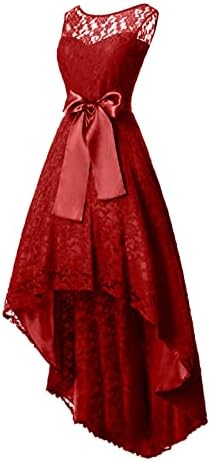 Kadınlar için yaz Elbiseler 2023 Kolsuz Dantel Yüksek Düşük Midi Yay Güneş Zarif Kokteyl Düğün Tatil Boho Elbise