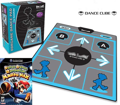 Nintendo GameCube için DDR oyun Mario karışımı ile GameCube için DDR düzenli DanceCube dans pedi