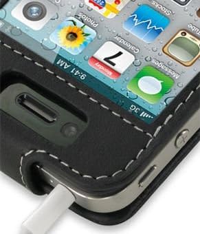 Monaco Kol Tipi Siyah Deri Kapak Kılıf W/Sprint / AT&T / Verizon / T-mobile Apple iPhone 4G / 4GS için Çıkarılabilir